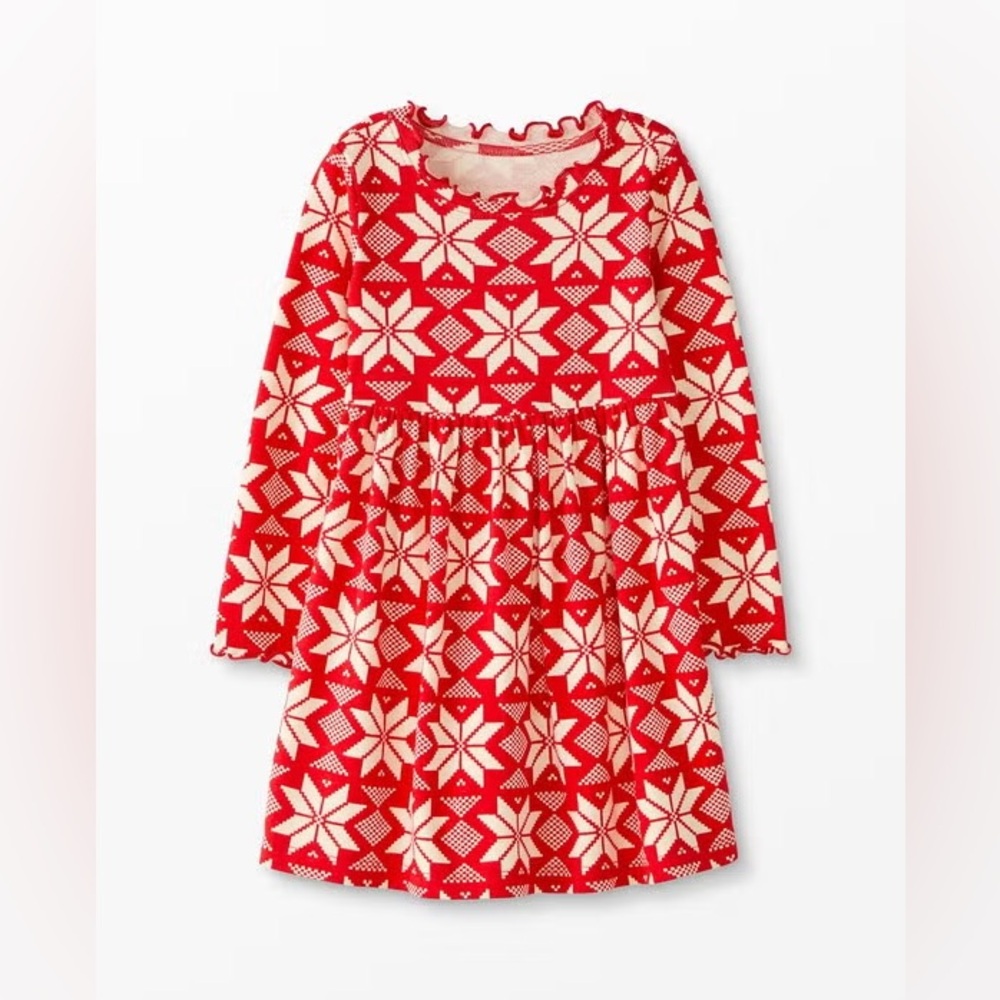 Hanna Andersson Holiday Print Rib Dress